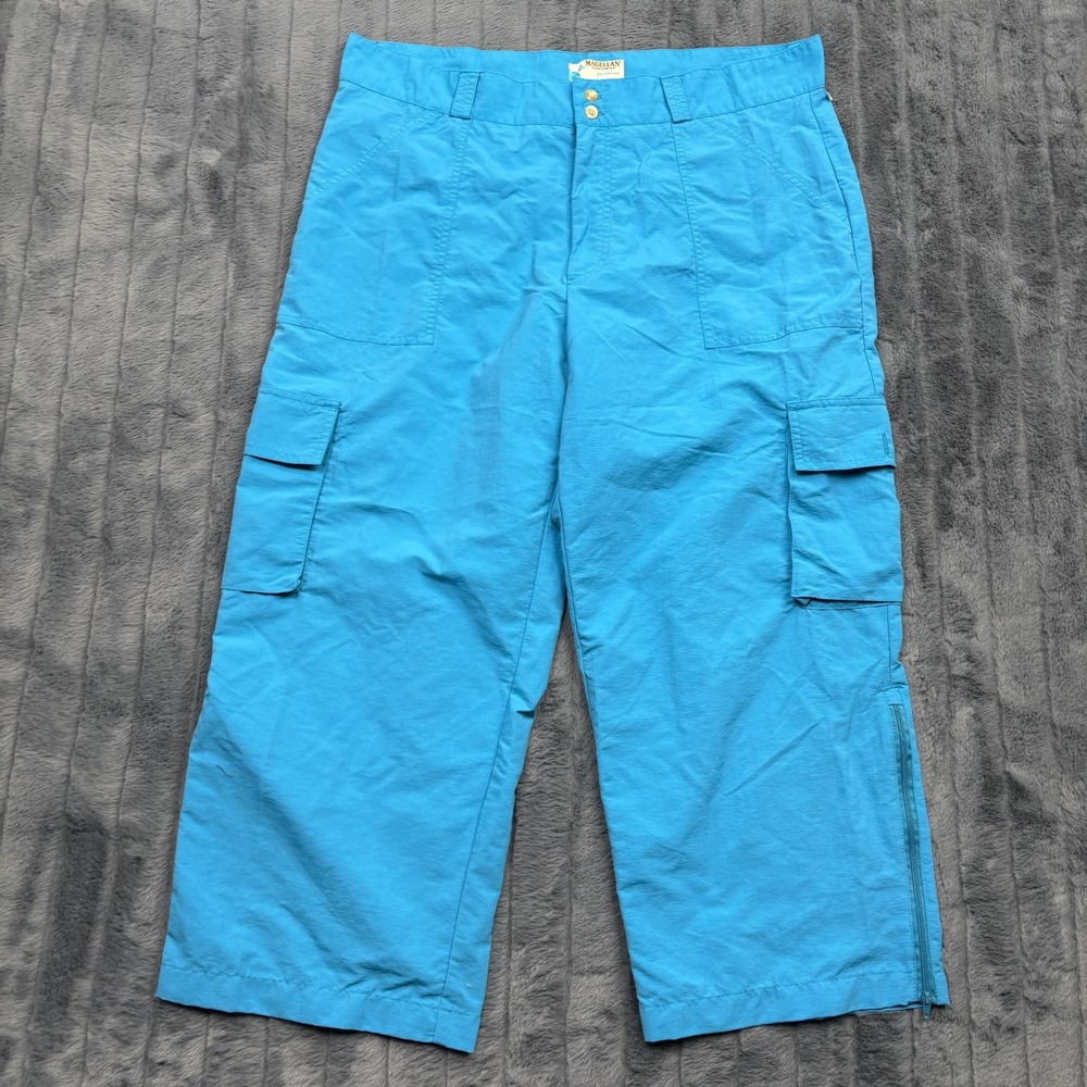 Magellan Sportswear Womens Blue Nylon Cargo Pants Size 16 Hiking Outdoor Utility